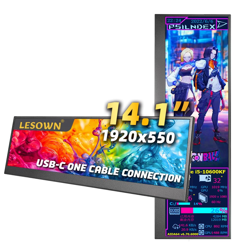 Amazon.com: LESOWN 14.1 inch Stretched Bar Ultrawide Portable